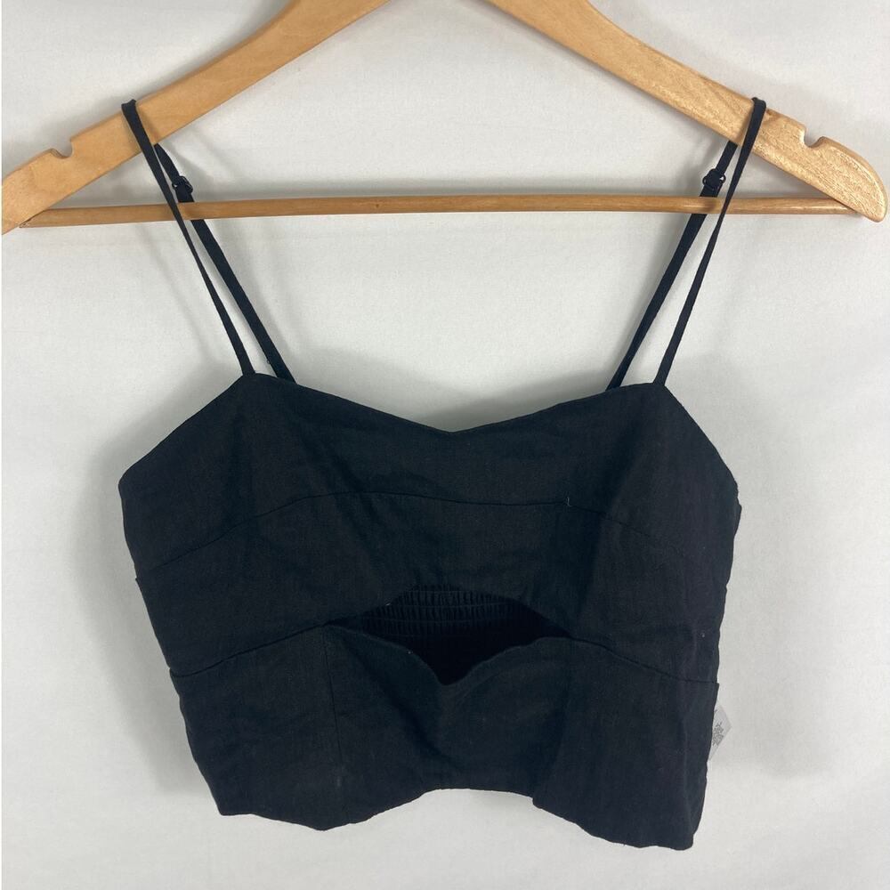 Jason Wu Cutout Front Black Linen Blend Crop Top Size Small